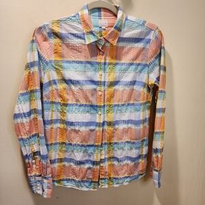 J. Crew The Perfect Shirt Multicolor Plaid Long Sleeves Womens Shirt Size M